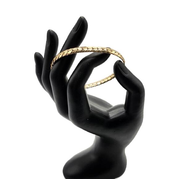 Vintage Gold Plated Snake Serpentine Chain Bracelet, 2.75" Diameter - Picture 9 of 11